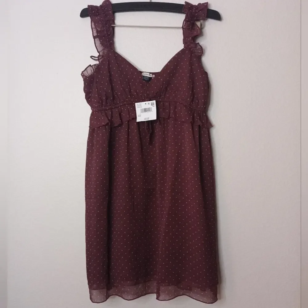 American Eagle Mauve Dress Babydoll Y2K Whimsy Prairie Boho Fairy NEW - Picture 4 of 9